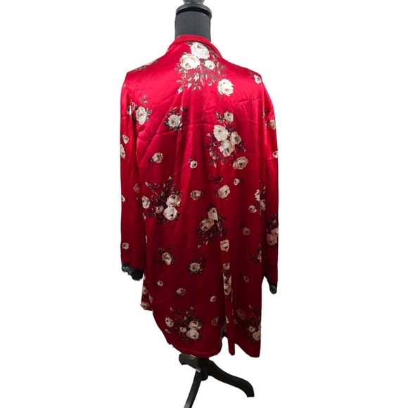 Delicates Women’s Red‎ Floral Satiny Chemise Nighty and Kimono Robe Size 2XL - Picture 2 of 7